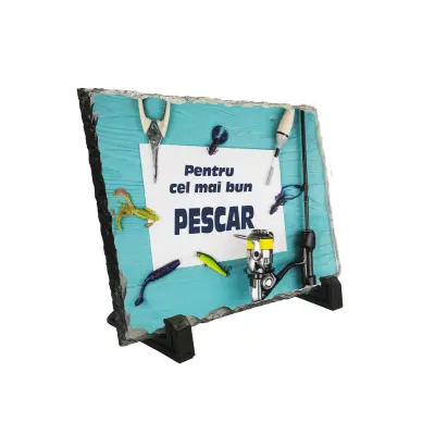 Pentru cel mai bun pescar, piatra ardezie personalizata, cu mesaj model pa010